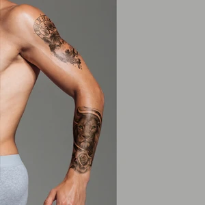 ماء مؤقت وهم ملصقات الوحش الأسد الذئب النمر الذراع الشارات الرجال النساء العالمية هدية الديكور الجسم الفن أعلى 12 بيع الذئب الوشم على الذراع - No8