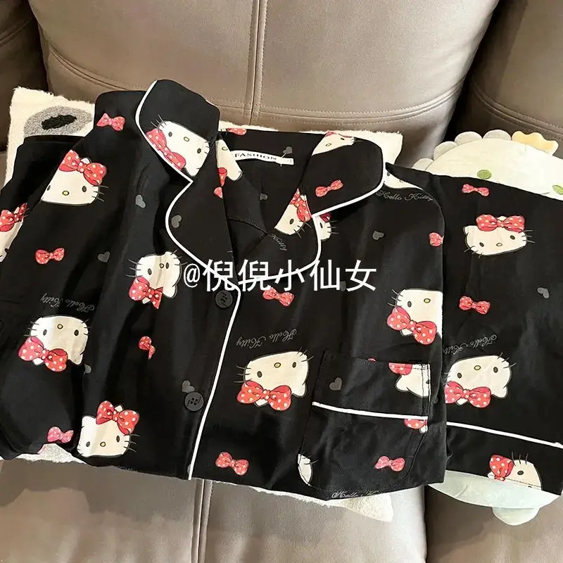 Miniso Series Hello Kitty Cinnamoroll Linabell Kawaii Summer Women's Pajama Set Cartoon Casual Home Wear Short Sleeve Shorts