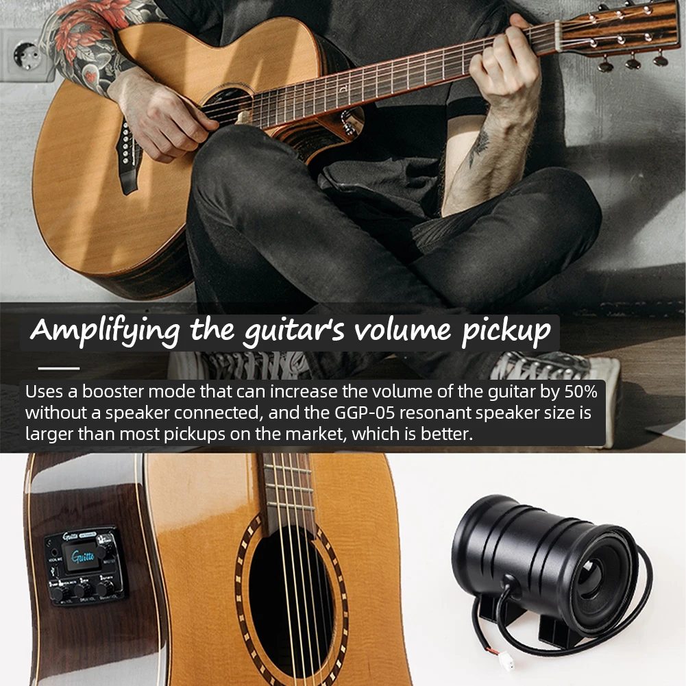 

GGP-05 Professional Acoustic Guitar Pickup LCD Digital Tuner Pickup Preamp EQ Live Streaming With Microphone Guitar Parts