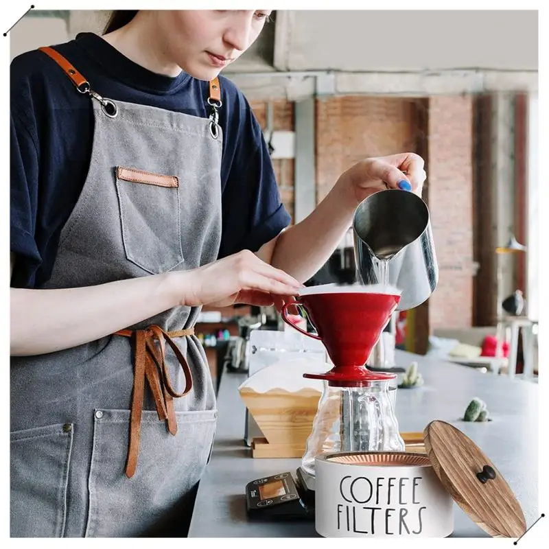 Coffee Filter Holder Wooden Coffee Filter Container Coffee Filter Storage With Lid Rustic Coffee Filter Dispenser Basket