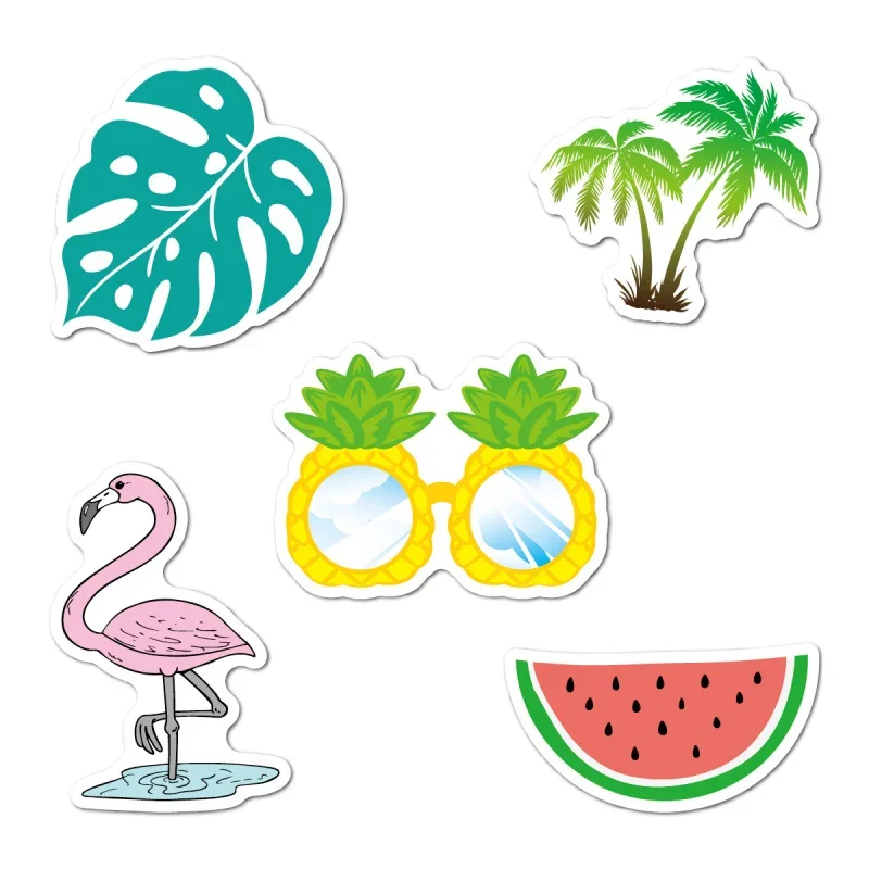 5Pcs Summer Stickers for Macbook Air Pro Cute Flamingo Watermelon Strawberry Palm Tree Vinyl Waterproof Decals Stickers