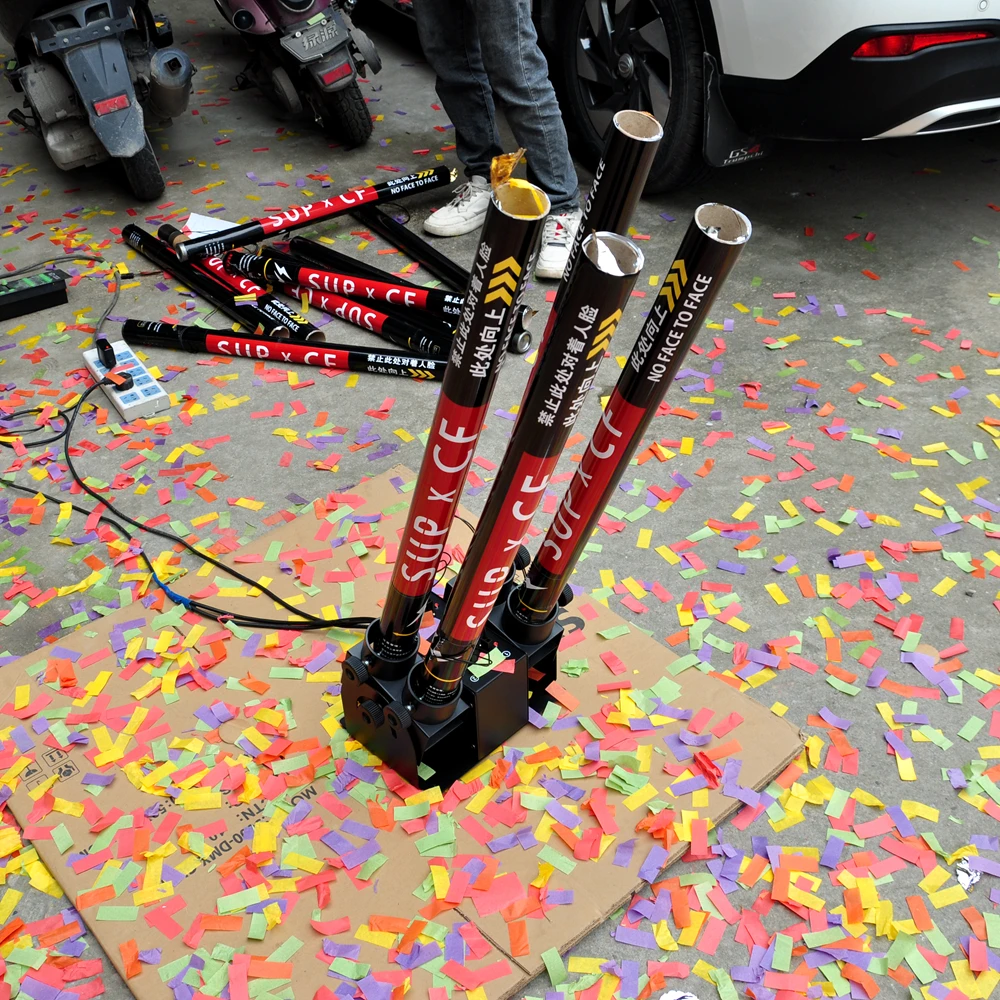 4 Head Remote Confetti Cannon DMX Control High Jet Distance Spray Angle Adjustable Power Electric Connector Fuse Trigger image 6