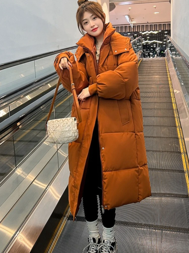 Cotton Jacket Women Loose Long Down Cotton Jacket Women Retro Casual Versatile Artistic Thick Autumn Winter Cotton Jacket