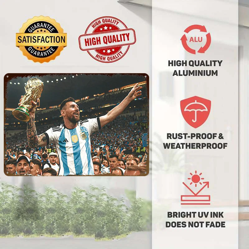 Lionel Messi Victory Argentina Tin Poster Customized Wall Art Retro Vintage Metal Signs for Fans Room Custom Plate Wand Deko