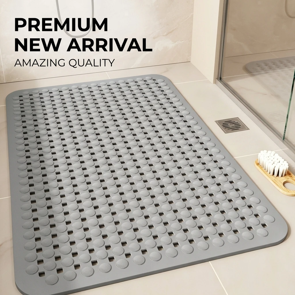 Bathroom Anti-Slip Mat Eco-Friendly PVC Shower Pad with Massage Dots for Bathtub Safety and Fall Prevention