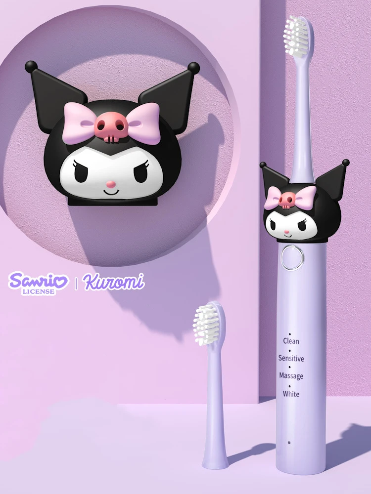 

Kawaii Sanrio Anime Hobby Kuromi Hello Kitty Kids Smart Electric Toothbrush Rechargeable Sonic Toothbrush Birthday Present