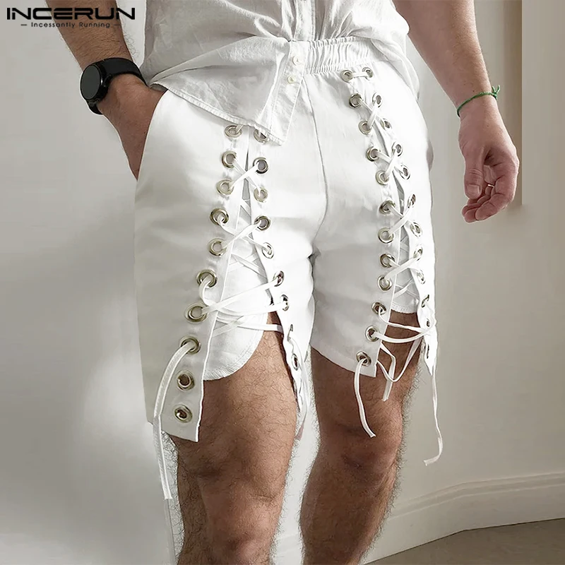 INCERUN 2025 American Style Shorts Stylish New Men Mesh Design Solid Shorts Summer Casual City Walk Male All-match Simple Shorts