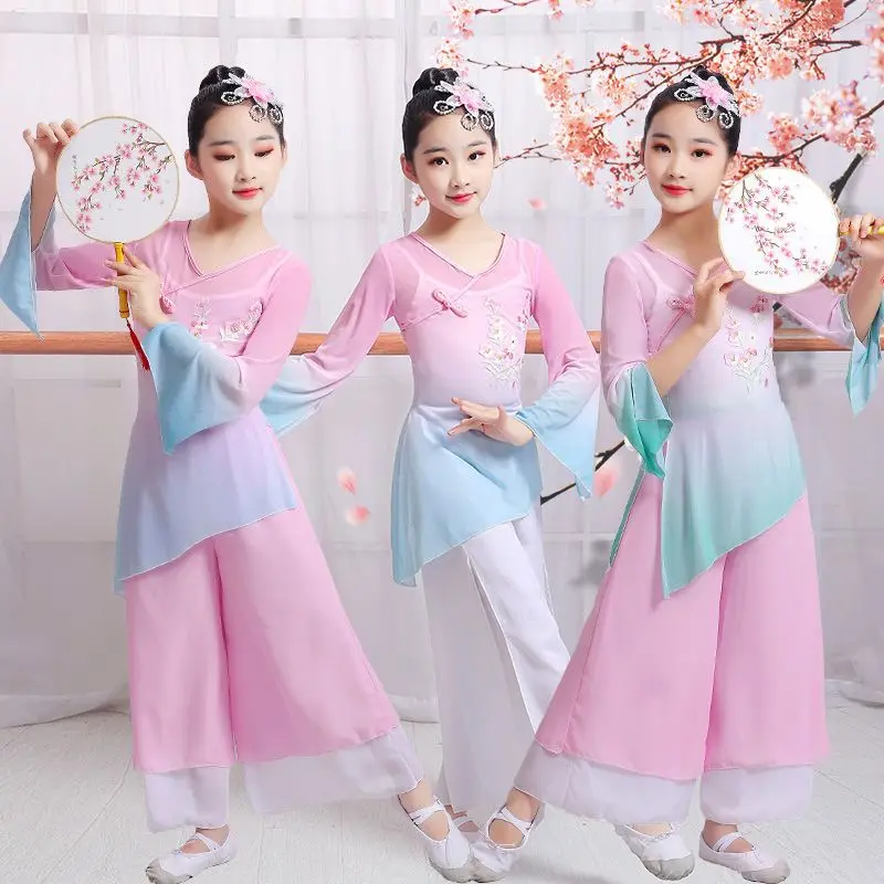 New Children's Classical Dance Costumes Girls Chinese Dance Costumes Kids Practice Costumes Chinese Style Dancing Unifom LE016