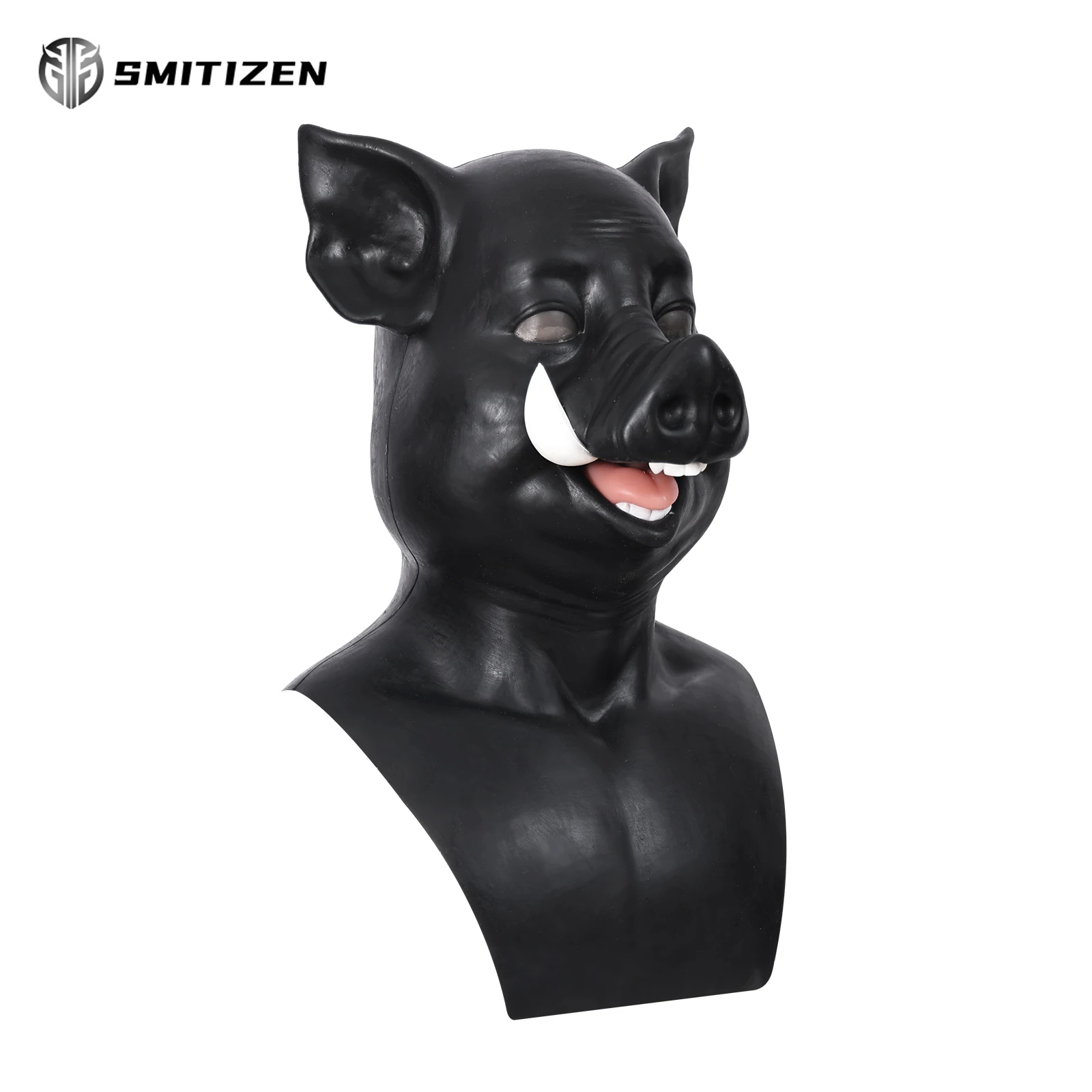 Smitizen Silicone Black Pig Mask Animal Monster Headwear Costumes for Halloween Party Cosplay