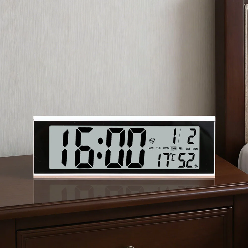 Electronic Digital Alarm Clock with Touch Interface Snooze Calendar Display and Temperature Humidity Monitoring Features