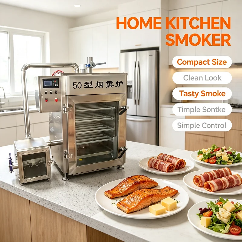 Electric Smoking Oven Commercial for Meat Fish Sausage Chicken Bacon Stainless Steel Smoker with Digital Timer and Alarm
