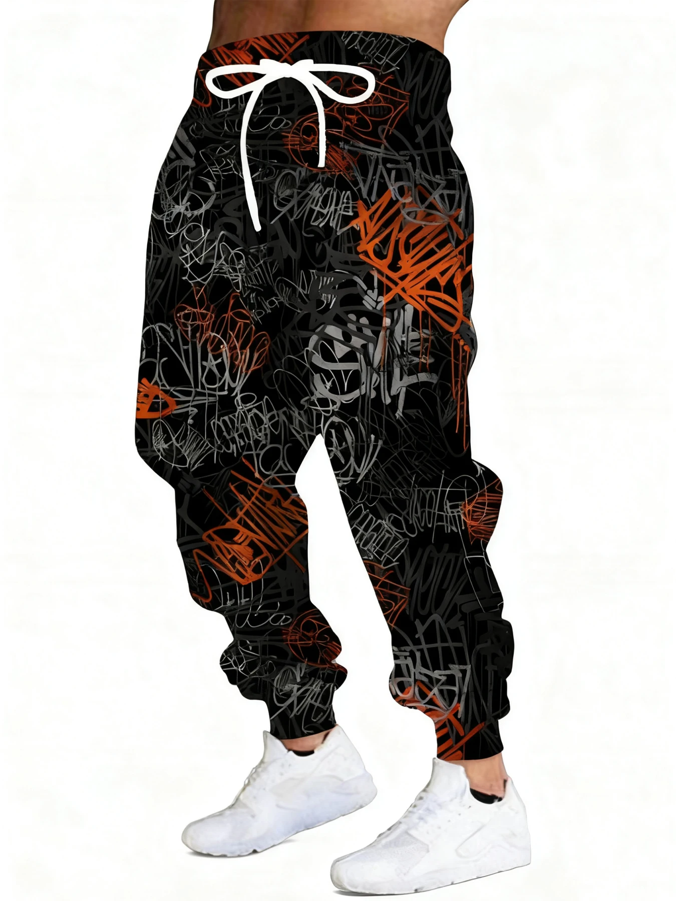 

Новые мужские повседневные брюки с 3D принтом граффити, уличные дышащие спортивные брюки, стильные уличные брюки на шнурке, мужские брюки с манжетами