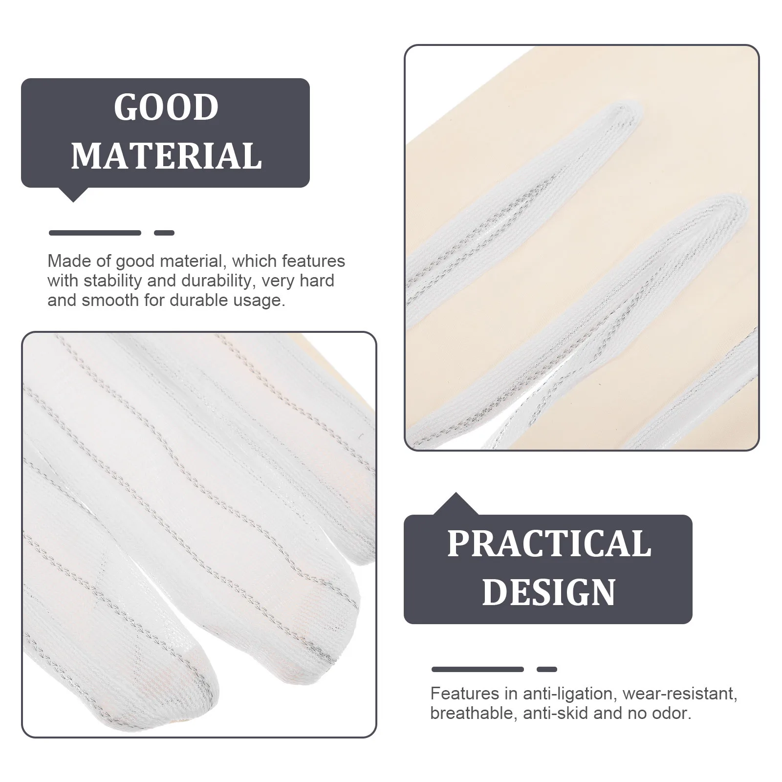 

10pcs Anti Static Breathable Nonskid Working Gloves For Jewelry Store Art Shop Stage Industrial Cleaning Thickened Labor