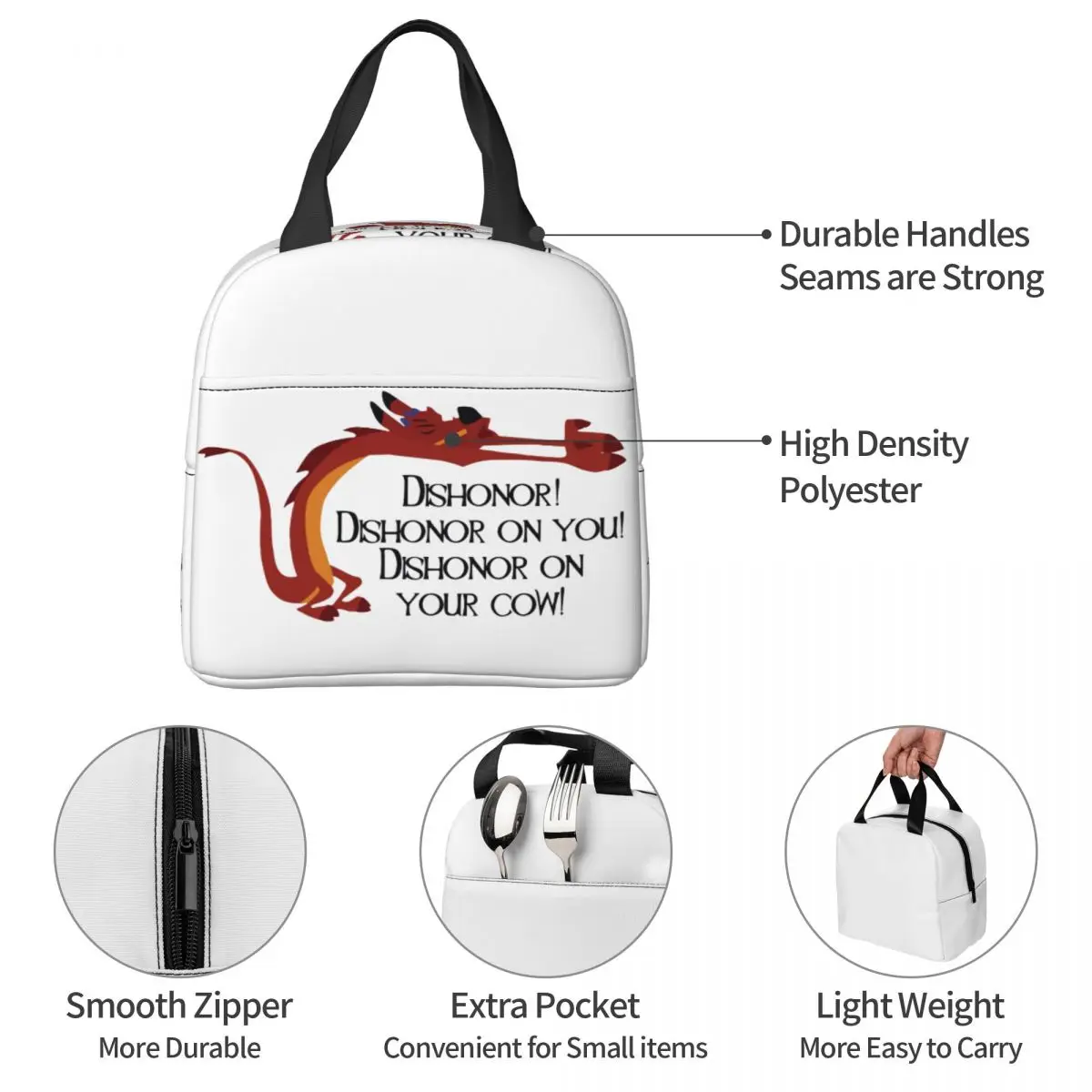 Dishonor Mulan Mushu borsa termica per il pranzo contenitore per il pranzo portatile borsa termica Tote Lunch Box Beach Picnic borse per la