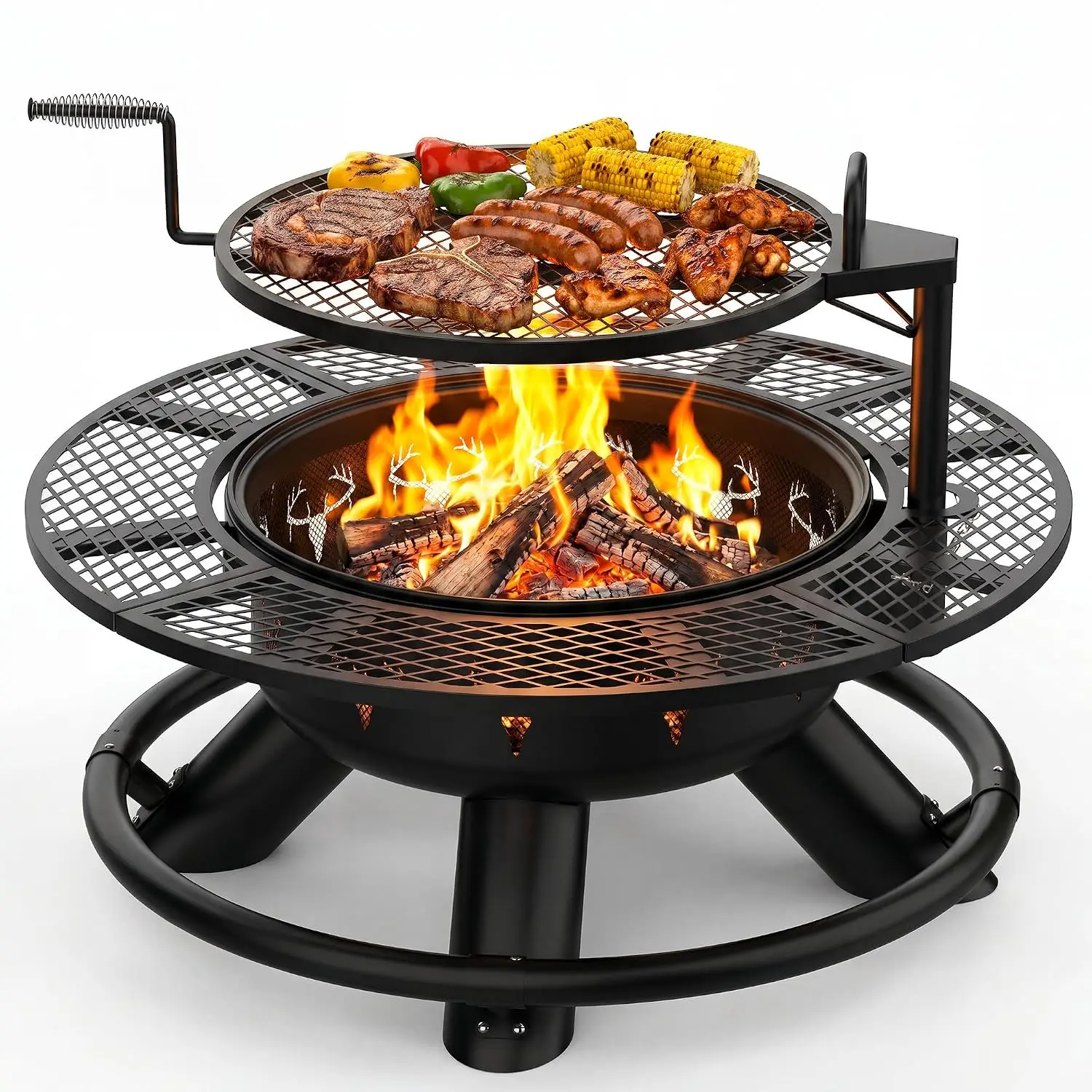 Outdoor Fire Pits for Outside Wood Burning Fire Pit Extra Large with Grill