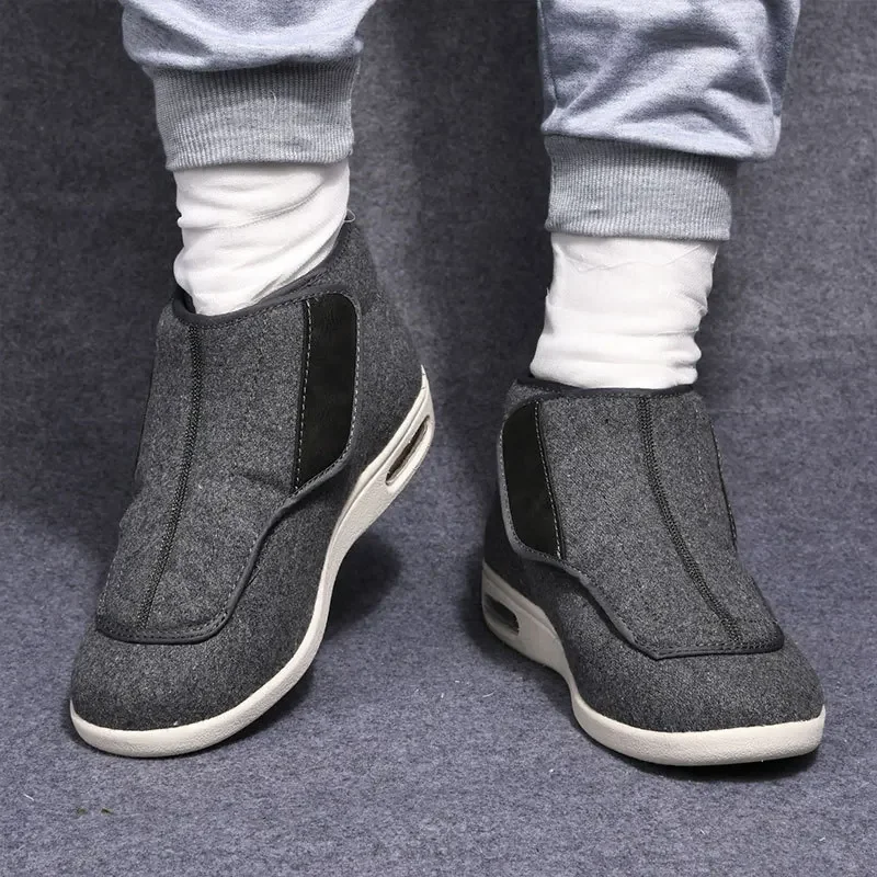 XIHAHA Winter Velvet Orthopedics Wide Feet Swollen Shoes  Eversion Adjusting Soft Comfortable Diabetic Shoes Walking Shoes