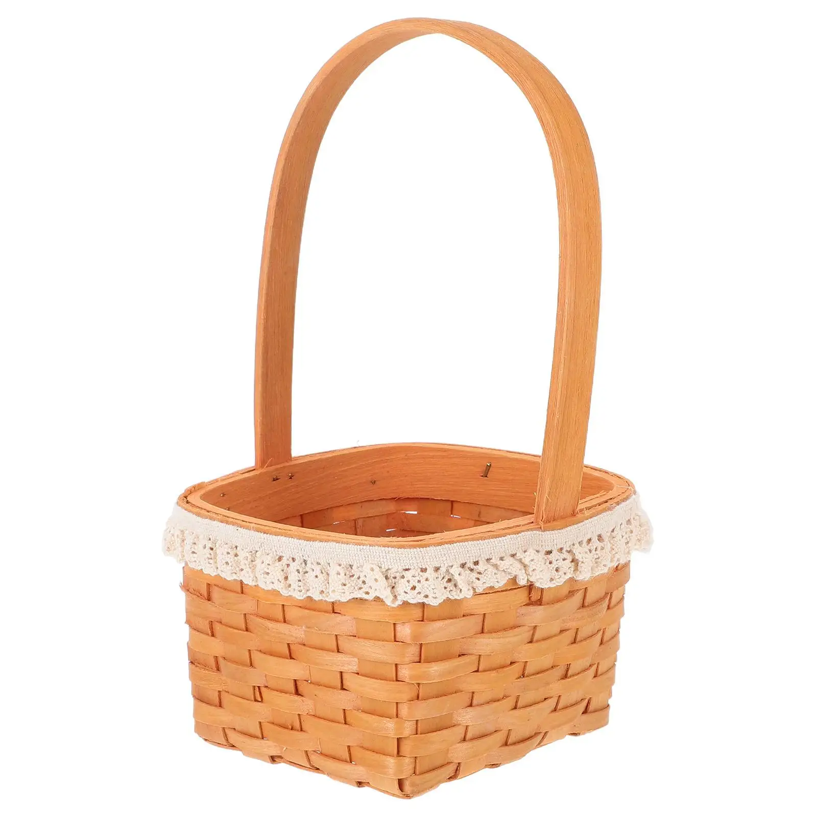 

Mini Shopping Basket Picnic Hand-made Flower Baskets Manual Brown Wood Egg Collection