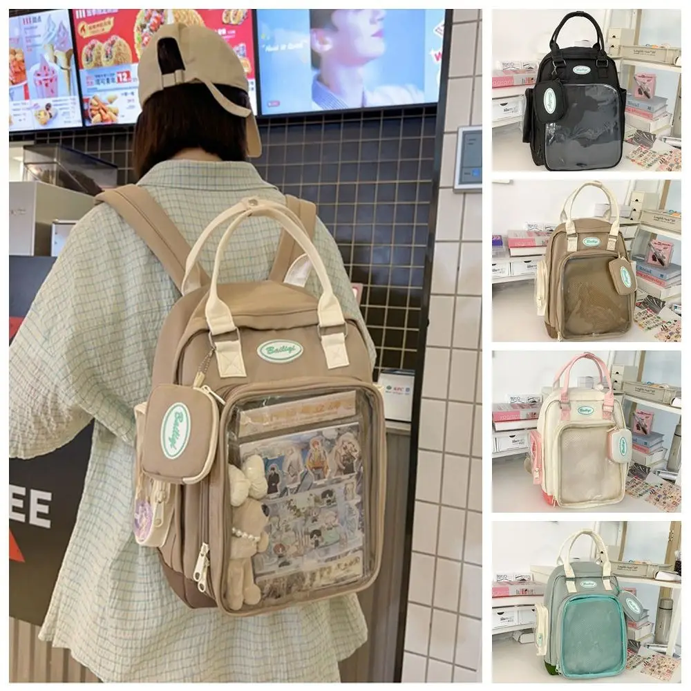 Zipper Bag Simple Itabag with Coin Purse Idol Merchandise Storage Transparent Pocket Wallet Storage Bag Fashion Backpacks Girl