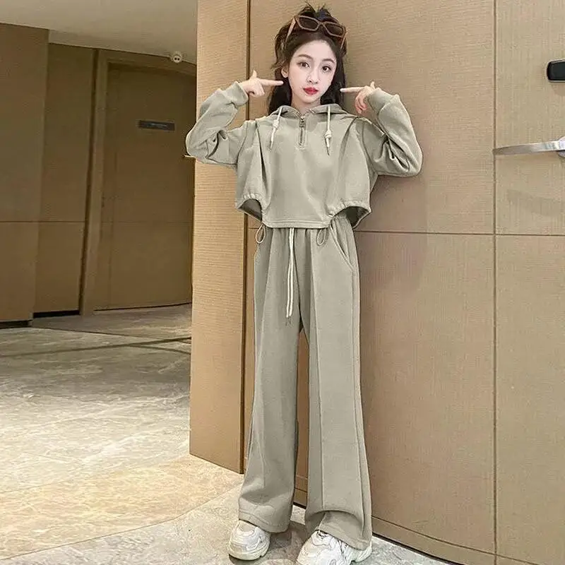 

Kawaii Girl The Spring and Autumn Annals 2-Piece Set Hoodie Trend Coat Tops Fashion Student Cartoon Casual Children's Clothing