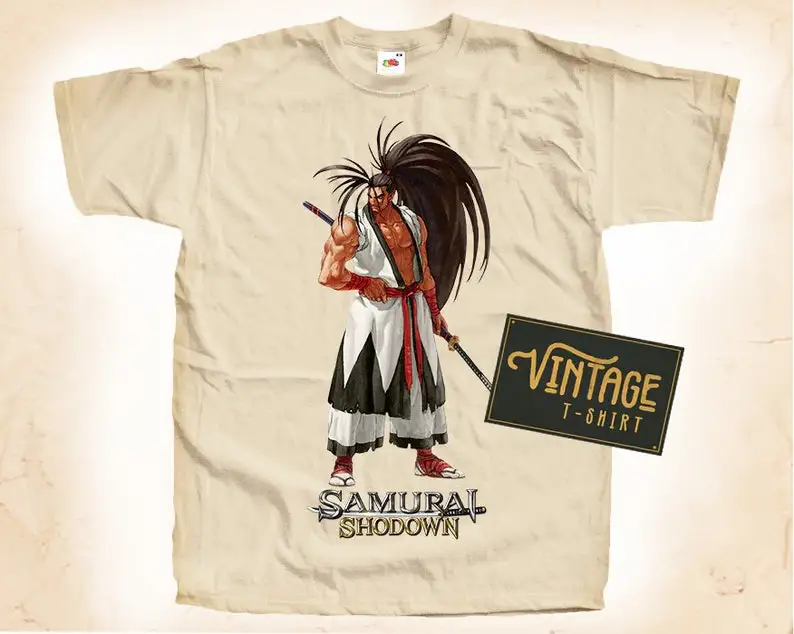 

Samurai Showdown T shirt Tee Natural Vintage Cotton Movie Poster Beige All Sizes