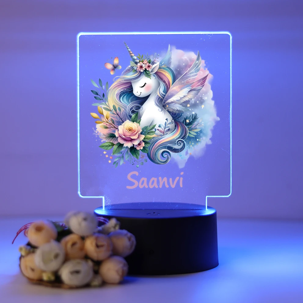 Personalized Custom Unicorn Funny  Night Light 3D Illusion Lamp Mange Avatar Room Decor Gift Gift For Kids