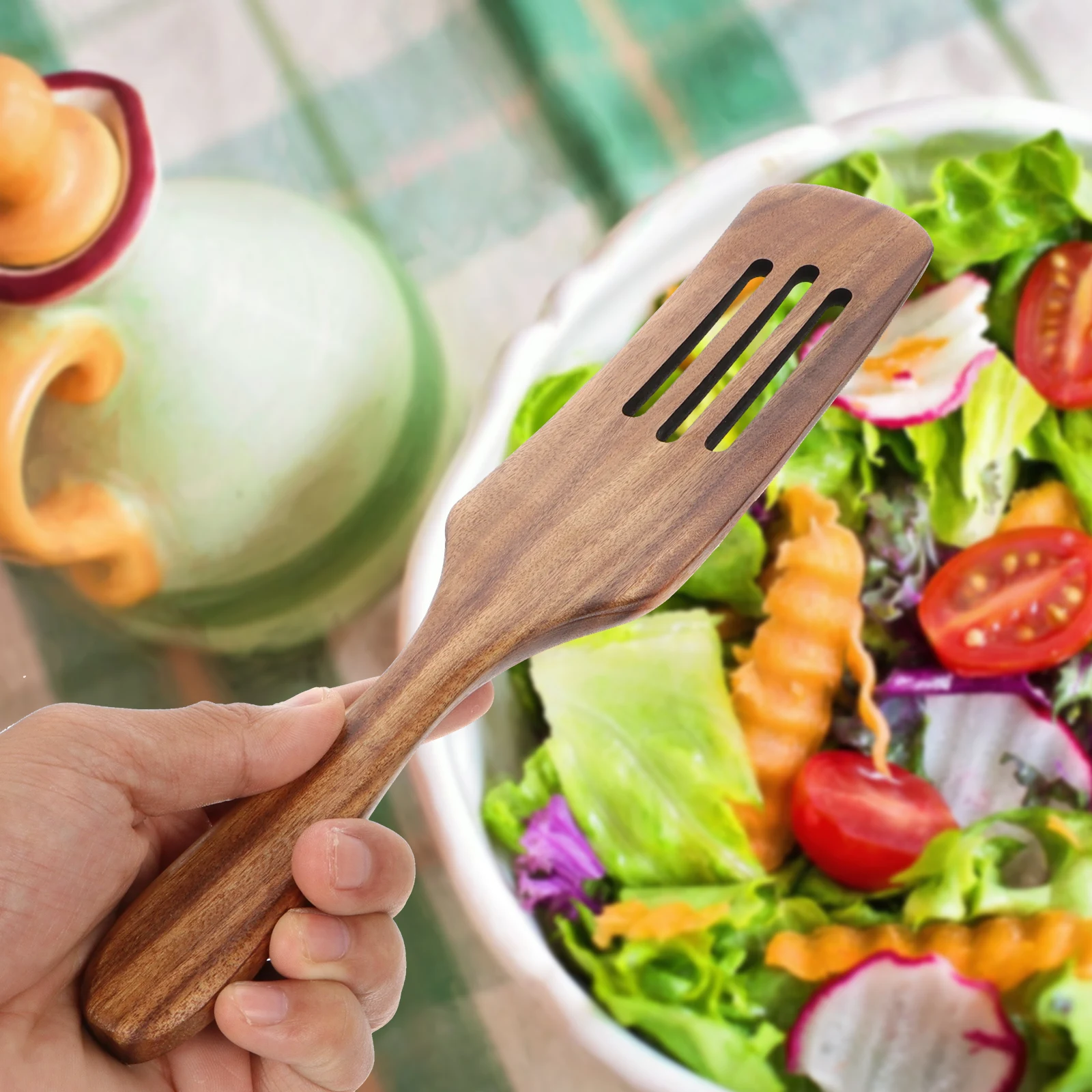 

Wooden Spatula Set Kitchen Cookware Long Handle Space Saving Thick Handle Heat Insulation Wooden Kitchen Tool Non Stick Cooking