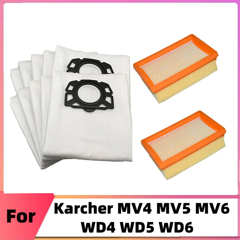 Flat HEPA Filter Dust Bags for Karcher MV4 MV5 MV6 WD4 WD5 WD6 WD4000 to WD5999 Part#2.863-006.0 Replacement Parts