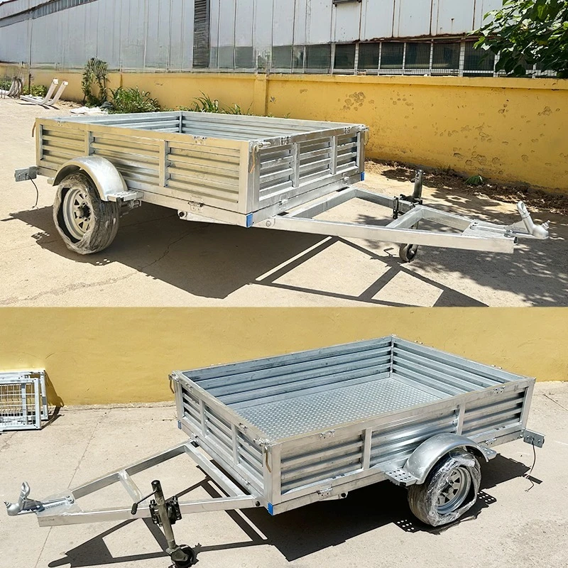 2025 مقطورة صغيرة من نوع صندوق الجر، مقطورة مسطحة، مقطورة حفارة، مركبة نقل 1 طن، فولاذ مجلفن ساخن