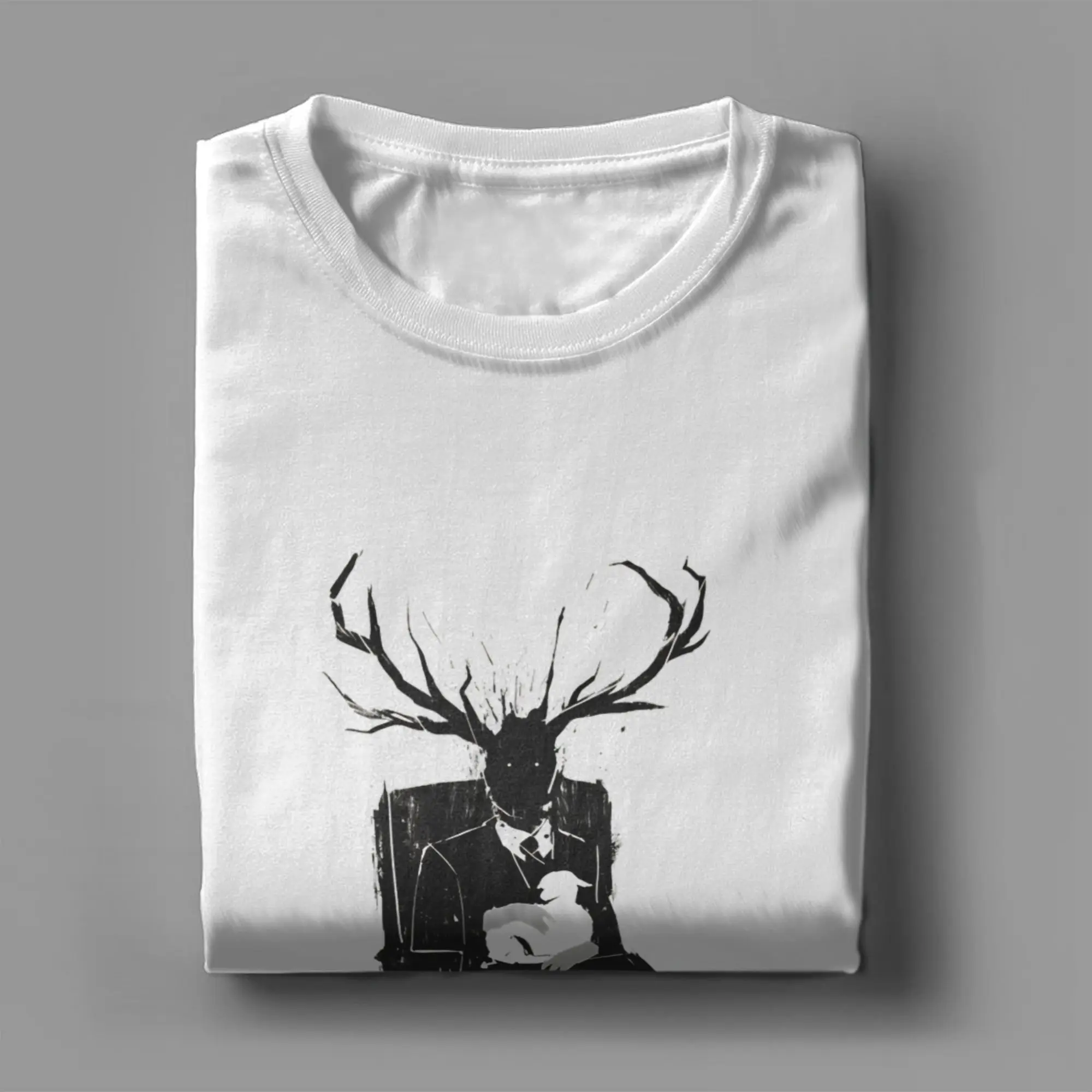Hannibal Lecter NBC Stag Antlers Lamb T-Shirt Sommer-Baumwoll-T-Shirts für Männer, lockeres T-Shirt, kurzärmelig, Streetwear-Kleidung – Detail 4