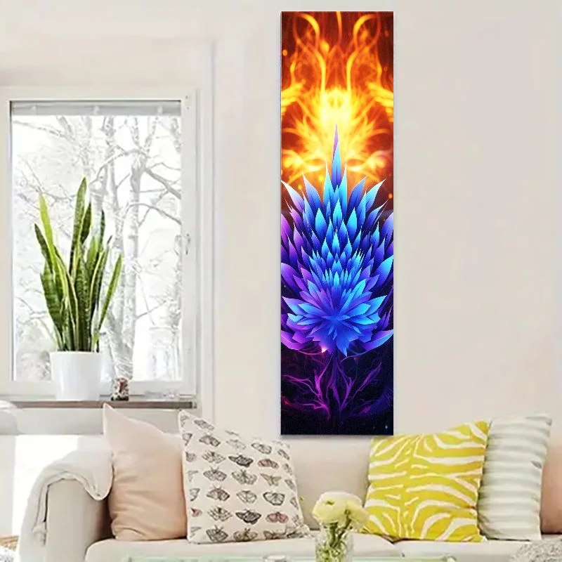 VIKAMA Fire Fractal Flower Vertical Tapestry Psychedelic Bohemian Zen Wall Hanging for Bedroom Yoga Home Decor