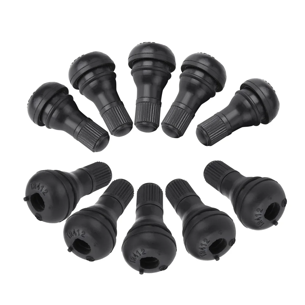 10Pcs Universal TR412 Snap-in Car Tubeless Tyre Valve Stems Rubber Copper Vacuum Tire Air Valve for Auto Motorcycle Moto