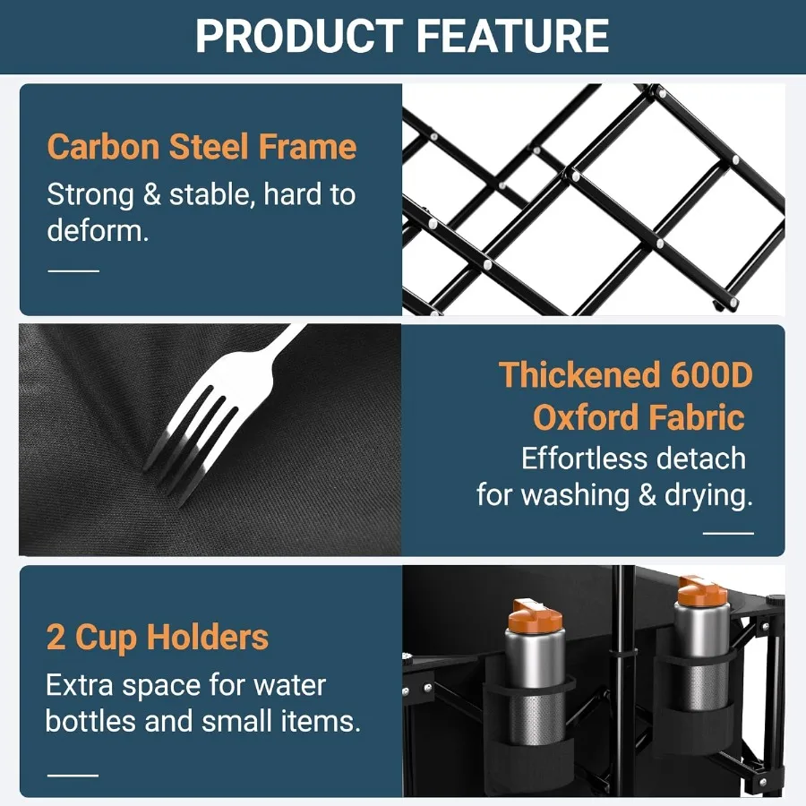 عربات عربات كبيرة جدًا قابلة للطي قابلة للطي بزاوية 360 رطلًا عربات شاطئ شديدة التحمل مع فرامل عجلات كبيرة عربة قابلة للطي محمولة لـ Sh