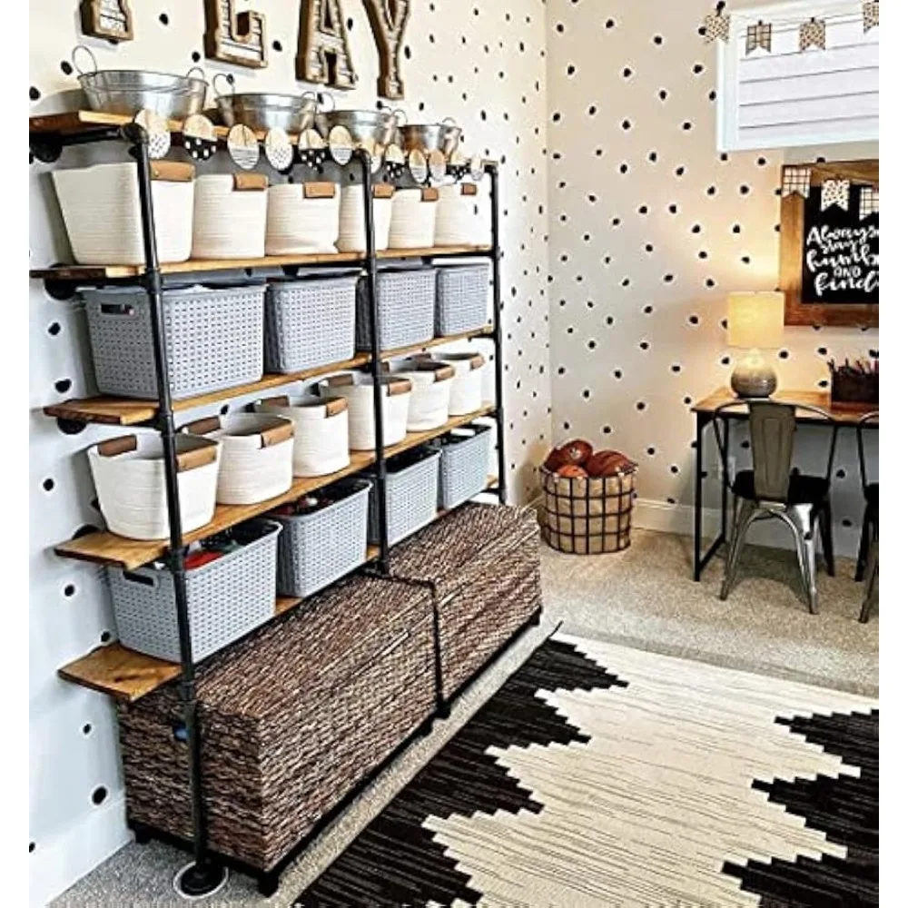 

Industrial Retro Wall Mount Iron Pipe Shelf, DIY Open Bookshelf, Hung Bracket, Home Improvement Kitchen Shelves