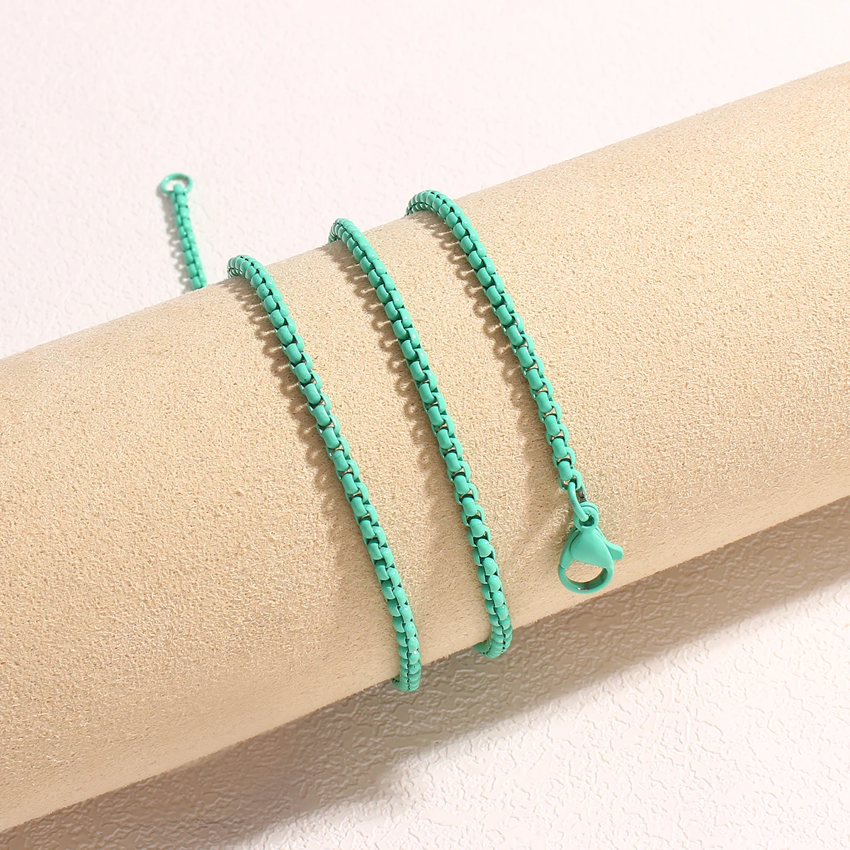 Edelstahl Boho Candy Farbe Halskette Kette DIY Basic Frauen Mädchen 3mm Halsband Link Grün/Rosa Box Ketten schmuck Zubehör – Detail 16