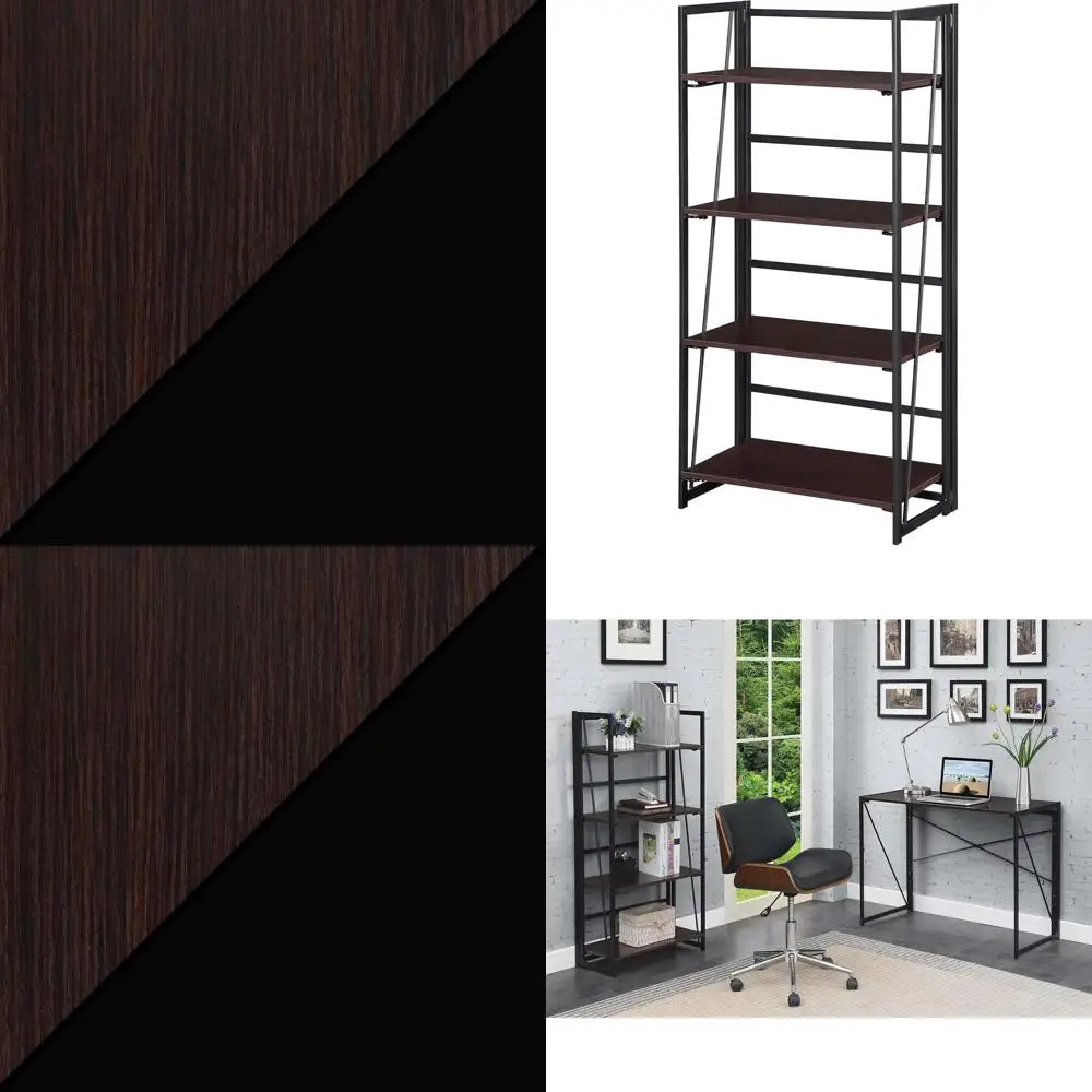 

Складная 4-ярусная книжная полка Espresso and Black от Convenience Concepts Xtra