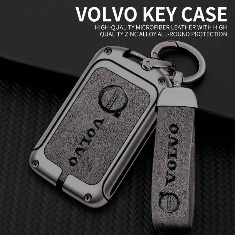 Zinc Alloy Leather Car Remote Key Case Cover Shell for Volvo S60 S90 XC40 XC60 XC90 V60 V90 C40 2017 2018 T5 T6 T8 Polestar 1 2