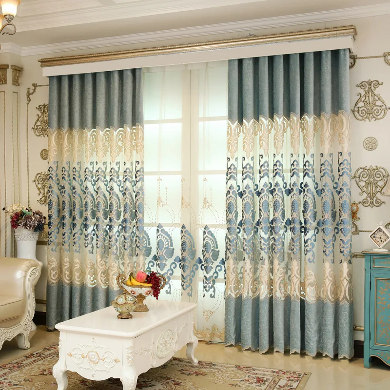 Water-soluble Embroidered Hollow Shade Cloth Curtains for Living Dining Room Bedroom