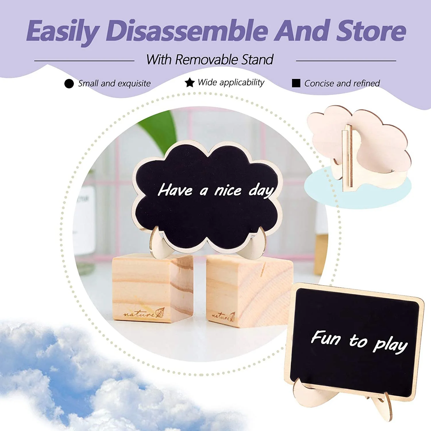 EF-30Pcs Mini Chalkboard Sign Food Labels For Party Buffet, Wooden Small Chalk Board Signs (Rectangle Notch )