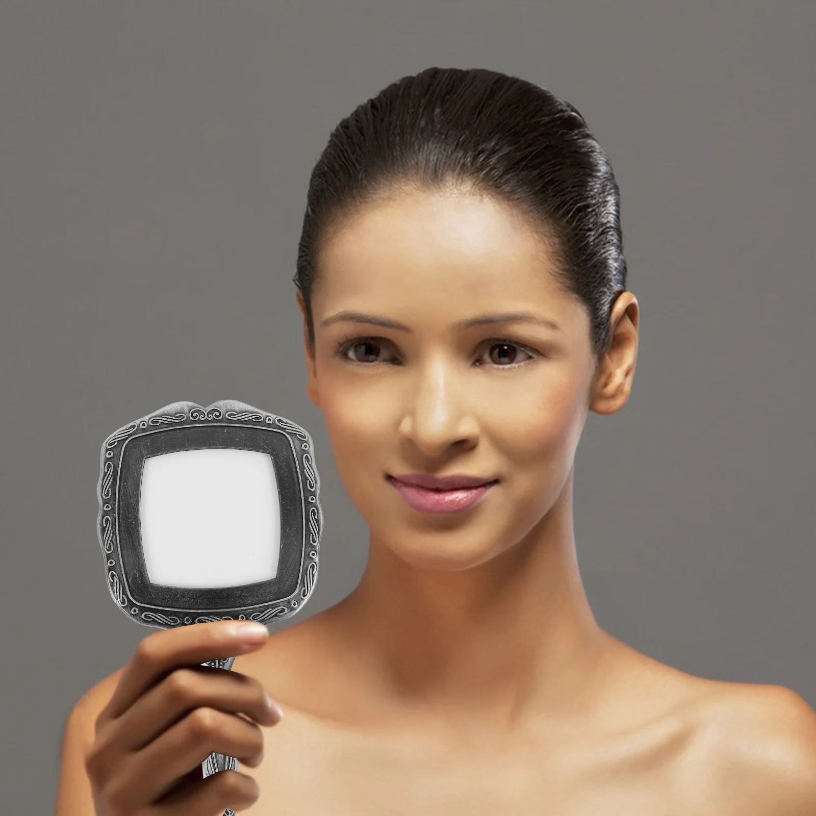 Espejo de maquillaje de mano estilo Vintage mango plegable espejo de viaje portátil compacto para mujeres espejos de mano Vintage