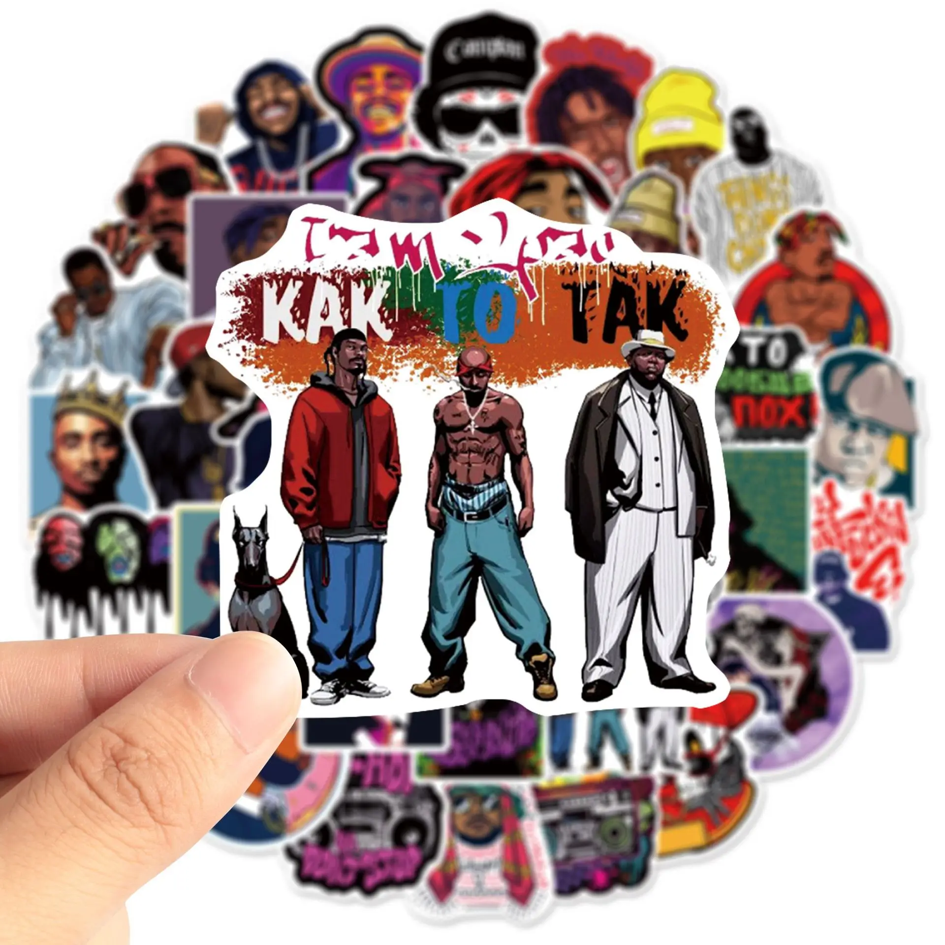 50pcs Rap Trend Hiphop Stickers Pack Ipad Phone Case Scrapbook Motorcycle Rapper Sticker Vintage DIY Journal Accessories