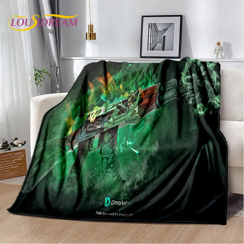 Gun CS,USP,AK,M4,AWP,Rifle Pistol Cartridge Soft Plush Blanket,Flannel Blanket Throw Blanket for Living Room Bedroom Sofa Picnic