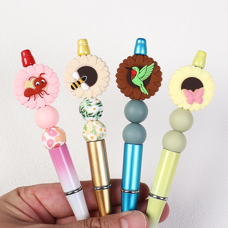 5pcs  cute flower and birds bee ant 3D Focal Beads for DIY bracelet necklace anklet phone keychain bookmark pen Accessories