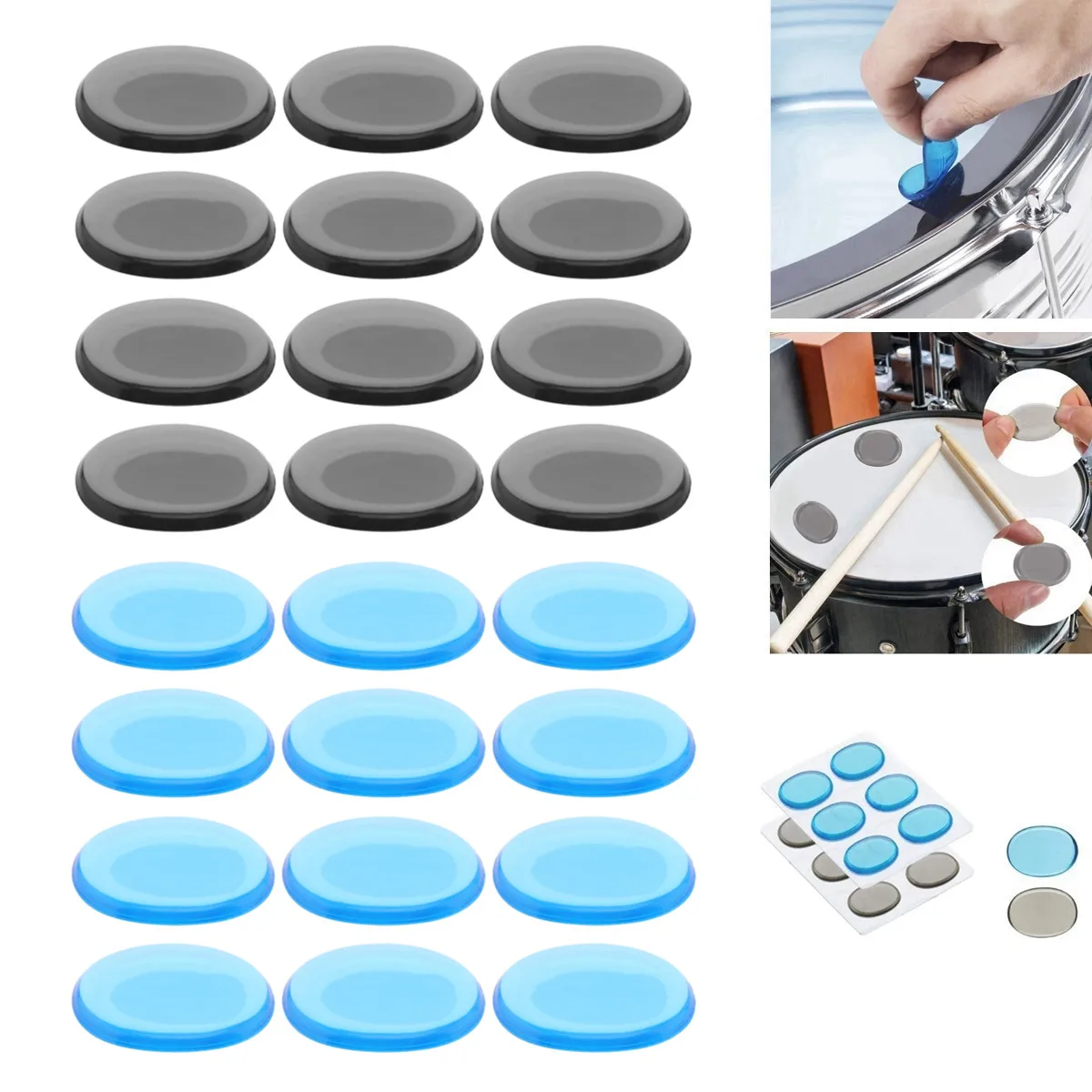 6/12/24pcs Drum Muted Gel Pad Silicone Jazz Snare Drum Muffler Cover Cap for Jazz Snare Electronic Dumb Drum Accessories