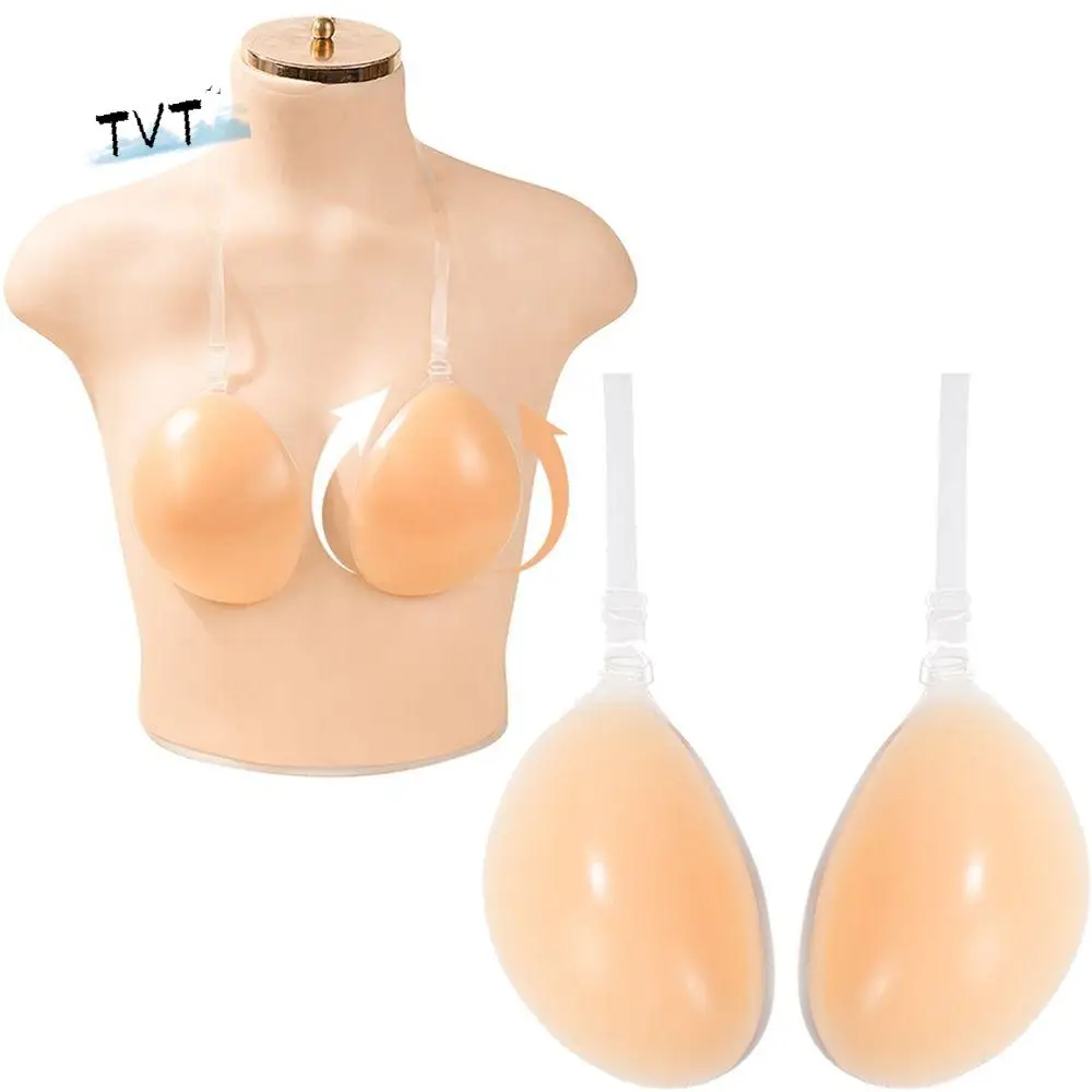 

Backless Women Invisible Bra Seamless Hanging Neck Sticky Push Up Bra Padding Self-Adhesive Adjustment