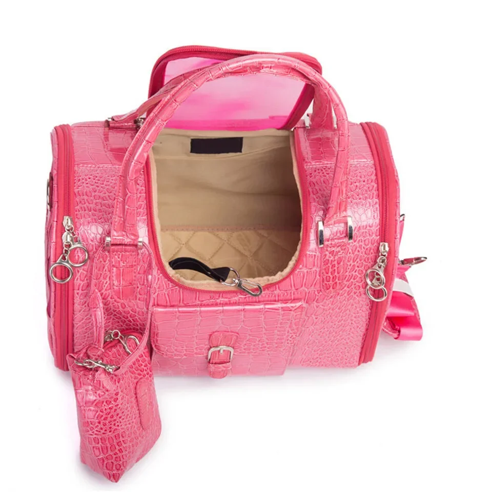 Hanpanda Portable Outdoor Dog Bag Small Dog Transport Bag Leather Travel Chihuahua Teddy PU Carrier for Dog Handbag with Purse