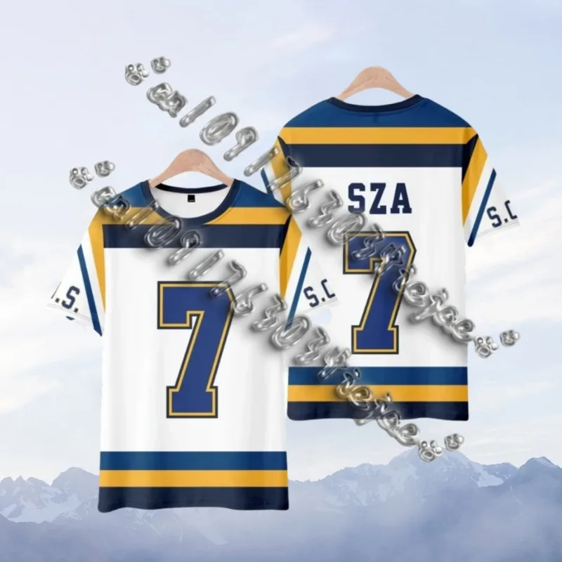 

SZA Men's Football Sports Street Loose Comfortable Short Sleeve Hip Hop Style Fitness Oversized Splicing Round Neck Tops