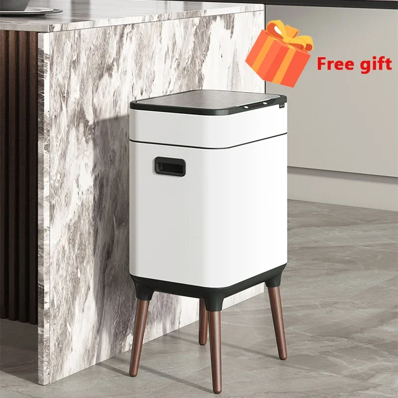 30L Smart Sensor Trash Can Bathroom Kitchen Tall Trash Can Light Luxury Stainless Steel Large Capacity Waterproof Free Gift