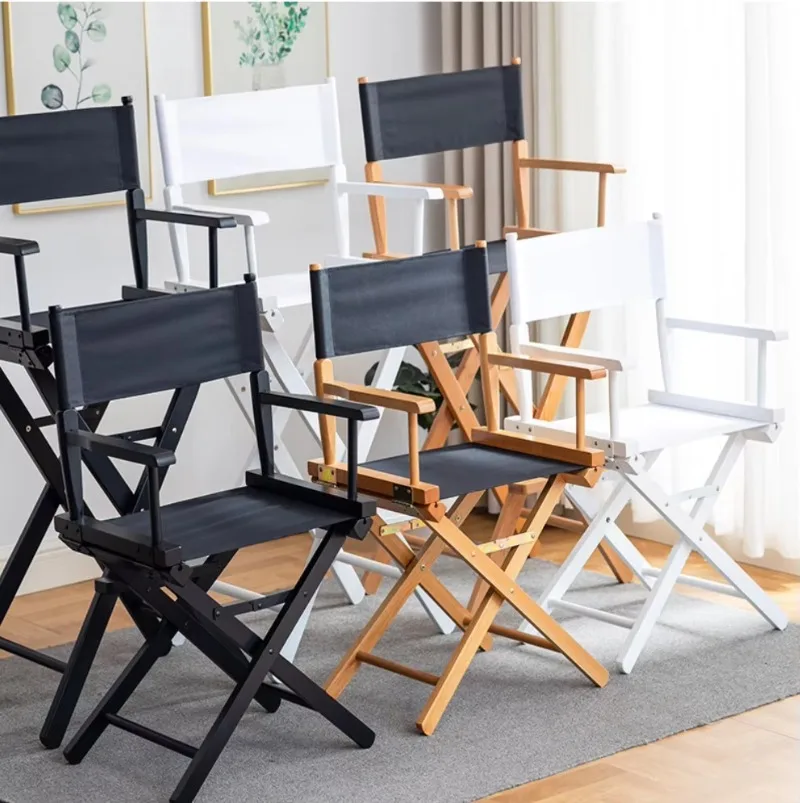 Premium Wooden Folding Director Chair Portable Solid Wood Frame