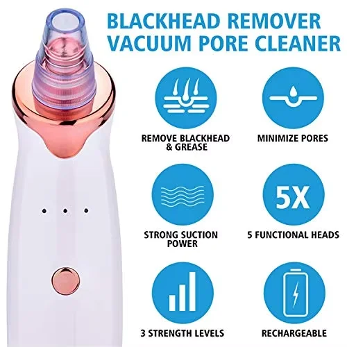 Hot Sale Blackhead Remover Pore Vacuum Cleaner With 5 Probes Electric USB Rechargeable Acne Comedone Whitehead Extractor