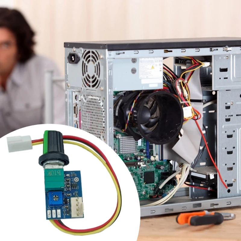 منظم مروحة قابل للتعديل مع مفتاح تحكم يدوي لضبط مروحة الكمبيوتر